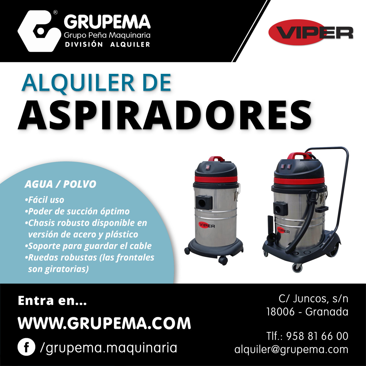 ALQUILER DE ASPIRADORES VIPER