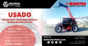 Manipulador Telescópico Usado Manitou, Modelo MLT634 120 LSU